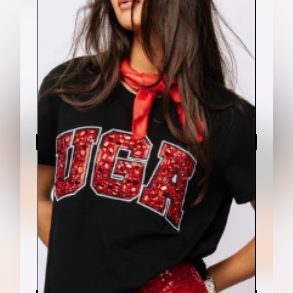 Queen of Sparkles • QOS • Georgia  UGA Black Red Multi Jewel Letter T NWT XXL XL